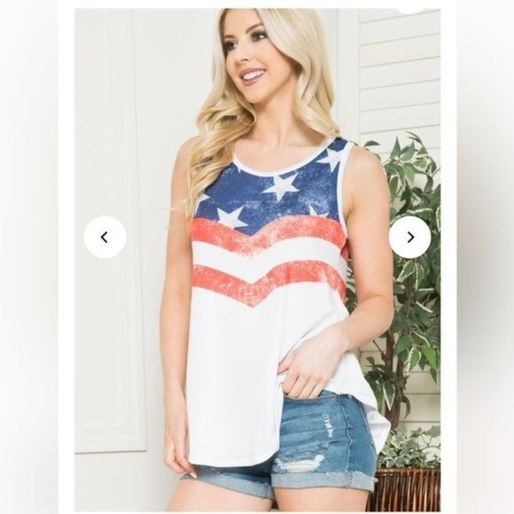 Womens American Flag Printed Tank Top Sleeveless By Acting Pro - Picture 8 of 10